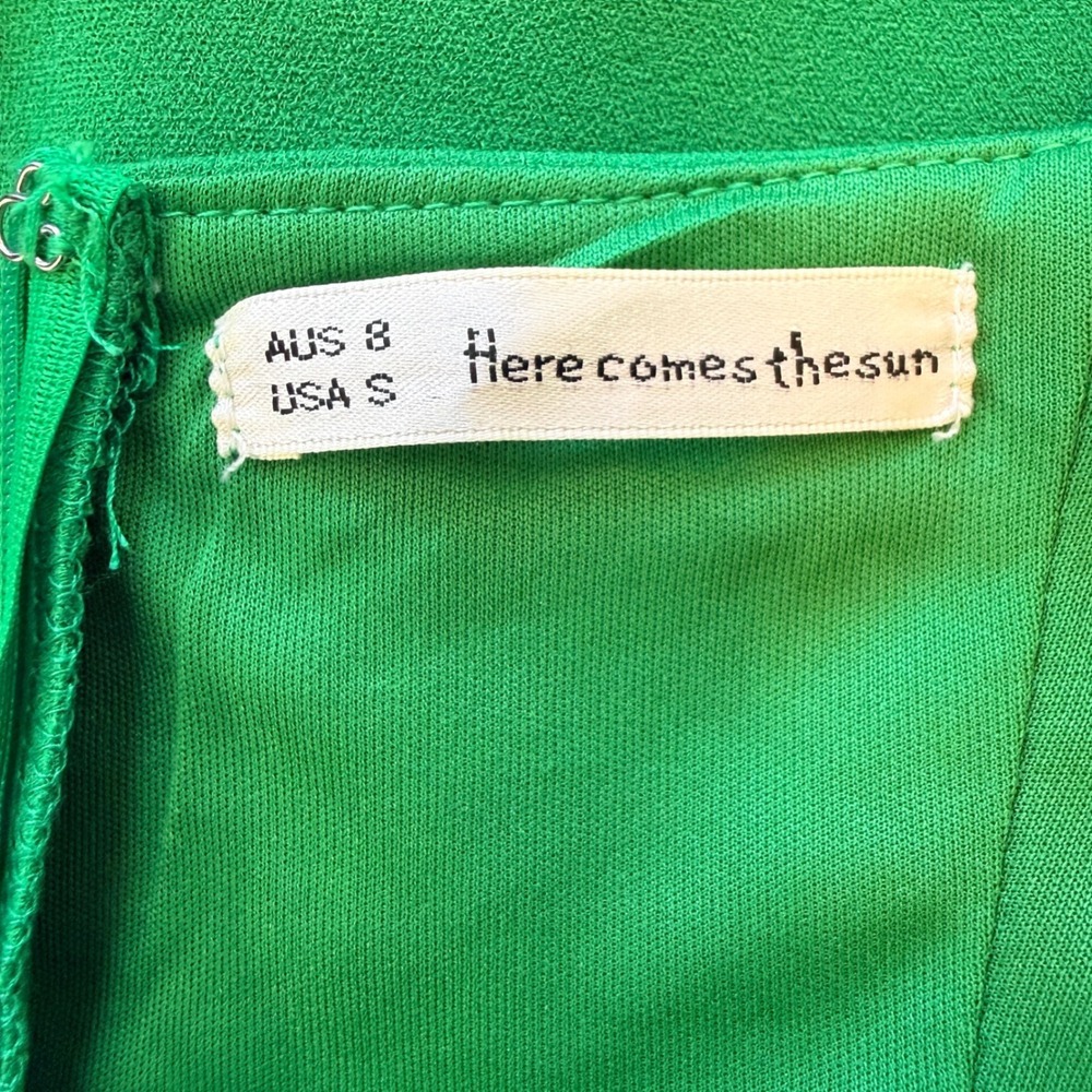 Here Comes The Sun Kelly Green Bodycon Cocktail Midi Dress Small - Picture 2 of 9
